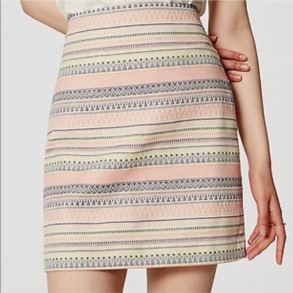 Ann Taylor LOFT Pastel Striped Tribal Mini Pencil Skirt